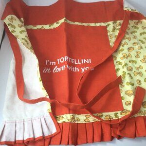 Organic Cotton Waist Apron White Orange Funny Quote Tortellini One Size Unisex